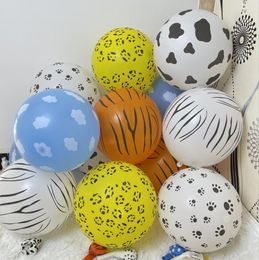 Animal footprints balloon Party Decoration leopard spotted horse striped dog cow striped yellow orange white round printed balloons