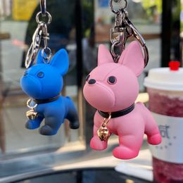 2022 New resin gradient method pitbull keychain creative bell dog key chain car bag pendant gifts wholesale