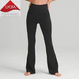 Lycra fabric High Waist Flared Pants Thin Yoga Pants Naked Feel Women Elastic Workout Gym Running Sportwear