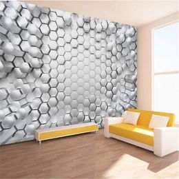 Modern Sense 3D Stereo Geometric Photo Wallpaper Bar KTV Internet Cafe E-sports Room Mural Wall Paper