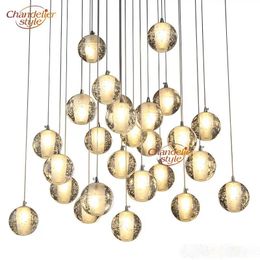 Crystal Glass Ball Pendant lamps Meteor Rain Ceiling Light Meteoric Shower Stair Bar Droplight Chandelier Lighting