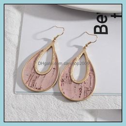 Charm Big Teardrop Frame Inspired Pink Green White Painting Pu Leather Charms Earrings Geometric Women Jewellery Drop Delive Carshop2006 Dhk9S