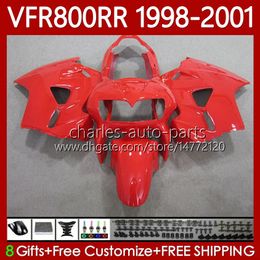 Fairings Kit For HONDA Interceptor VFR800RR VFR Glossy Red 800RR 800 CC RR VFR800 98 99 00 01 Body 128No.59 800CC VFR-800 RR 1998 1999 2000 2001 VFR800R 98-01 Bodywork