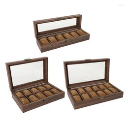 Watch Boxes & Cases Portable Luxury Wooden Box Men Jewellery Rings Case Organiser Glass TopWatch