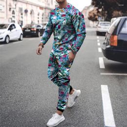 Men's Tracksuits Fashion Men's Long-Sleeved Shirt Trousers 2 Piece Sets 2022 Autumn Suits Sports Fit 3D Printing Casual Sweatpants