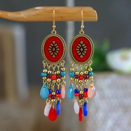 Dangle & Chandelier Retro Classic Corful Crystal Earrings Statement Jewellery Brincos Vintage Boho Orange Oval Alloy EarringsDangle