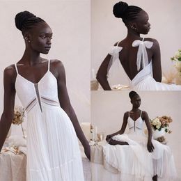 Inbar Freiman Bohemian 2022 Lace Wedding Dress Spaghetti Strap Neck Beaded Boho Bridal Dresses A Line Wedding Gowns Vestido de Noiva