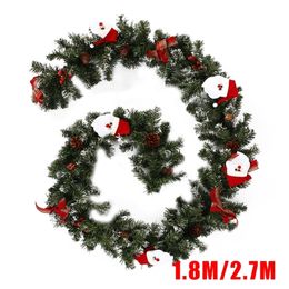 1.8/2.7m Artificial Christmas Fireplace Garland Wreath Fake Pine Tree Ornaments Gold New Year Xmas Party Indoor Home Decoration 201006