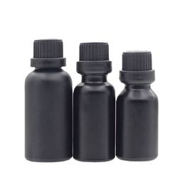 matte black 30ml essential oil dropper glass bottles packaging tube 10ml 50ml 100ml with orifice reducer