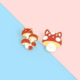 Pins Brooches Red Mushroom Enamel Pin Badge Cute Face Plant For Women Cartoon Anime Denim Jacket Lapel Jewellery Gifts Wholesale Seau22