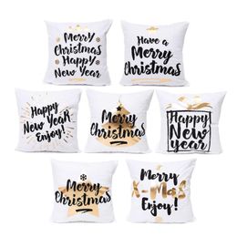 Cushion/Decorative Pillow Gold Foil Printing Case Sofa Waist Throw Plush Cushion Cover Christmas Bedroom Living Room Decor Accessories