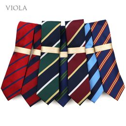 29 Colours Striped Tie 7cm Polyester Young Men Red Blue Green Navy Necktie Suit Casual Formal Daily Cravat Quality Gift Accessory 220409