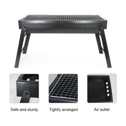 Portable Barbecue Sets Outdoor Charcoal Grill Folding Portable Field Equipment For Camping Stainless Steel Carbon Furnace 3.2x9.5x23.6inch By Air A12