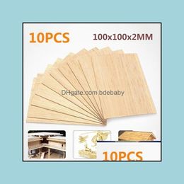 Craft Tools Arts Crafts Gifts Home Garden 10Pcs 100X100X2Mm Wooden Plate Model Balsa Wood Sheets Diy House Ship Aircraft Drop Delivery