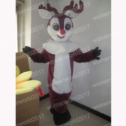 Halloween red nose Deer Mascot Costume Top Quality Elk Cartoon Character Outfits Suit Unisex Adults Outfit Christmas Carnival Fancy Dress