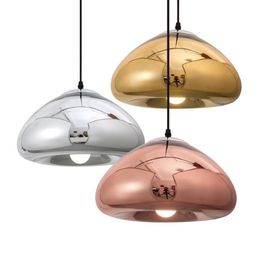 Pendant Lamps Modern Plated Glass Pendent Light Kitchen Bar Coffee House Hanging Lamp Copper Sliver Shade Mirror Golden Silver DroplightPend