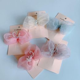 Headpieces Spring And Summer Children's Hairpin Snow Yarn Bow Cute Girl Press ClipHeadpieces