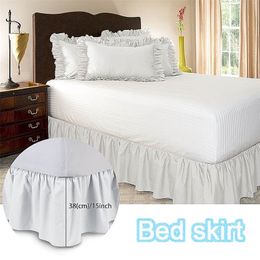 Wrap Around el Ruffled Bed Skirt Bed Apron Elastic Band Easy Fit Home Decor Pure Colour 220623