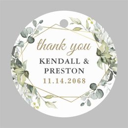 100PCSSet Custom Favour tags Personalised Circle Wedding Tags With Hole your text or Handmand Thank You Labels 220613