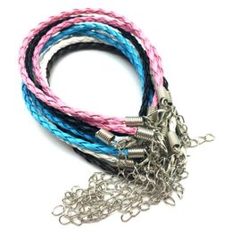 Charm Bracelets 20Pcs/Lot Fashion Simple Leather Bracelet With Extended Chain For Women 5 Colours DIY B-120Charm