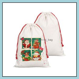 Christmas Decorations Festive Party Supplies Home Garden Sublimation Blank Santa Sacks Diy Personalised Dstring Bag G Dhzle