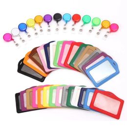 Fashion Leather Nurse Doctor Student Badge Reel Work Name Card Holder Retractable Reel Credit ID Cards Badge Case Office Products XDJ206