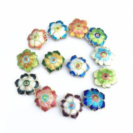 10pcs Colourful Cloisonne Hexagon Flower Beads DIY Accessories Chinese Enamel Copper Jewellery Making Charms Pendant Earrings Bracelets