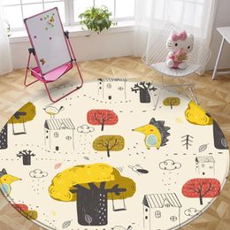 Carpets Tapete Sala Cute Animal Pattern Non-Slip Children Flannel Carpet Baby Play Mat Comfortable Round CarpetCarpets