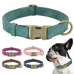 Personalised Dog ID Collar Customised Dogs Tag Collars With Metal Buckle Leather Padded for Small Medium Dogs Pitbull Buldog 220610