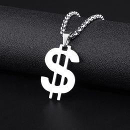 Dollar Stainless Steel Necklace Dollar Symbol Pendant Male Personality Hip-hop European and American Trend Jewelry for Men