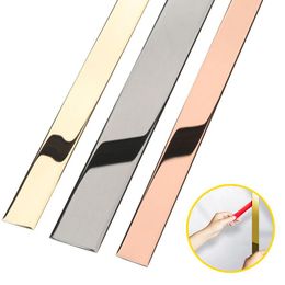 Wall Stickers 5 Meter Stainless Steel Flat Decorative Lines Sticker Silver Titanium Gold Background Ceiling Edge Strip Self-adhesive