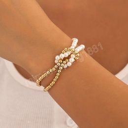 Metal Bead Bracelet For Women Fashion Imitation Pearls Chain Patchwork Bracelet Charm Party Jewellery Gift