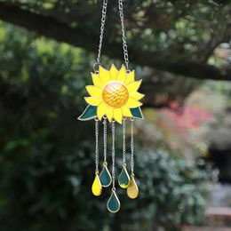Decorative Objects & Figurines Alloy Sunflower Wind Chimes Pendant Metal Window Windchimes Hanging Ornaments Home Outdoor Yard Garden Decora