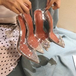 Luxury Sandals Women Pumps Transparent PVC High Heels Shoes Sexy Pointed Toe Slipon Wedding Party Brand Fashion Shoes for Lady 220716