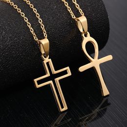 Pendant Necklaces Classic Christian Cross Necklace Stainless Steel Jewellery Women Men Punk Hip Hop Party Gift WholesalePendant