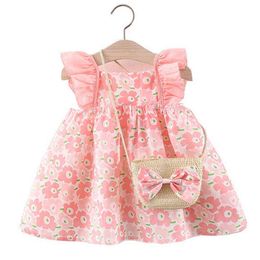 Baby Girls Dress Kids Cotton Princess Dresses Fly Sleeve Dresses 1 To 3Yrs Children's Floral Printed Clothes 2022 Summer Costume G220518