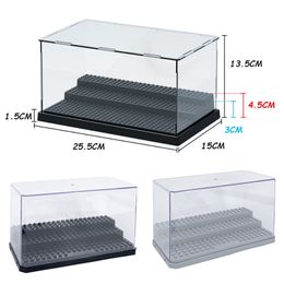 Acrylic Display Case Box 3 Steps Dustproof Base Plate Assembly Building Blocks Dolls Case Figures Storage Box Kids Toys 220715