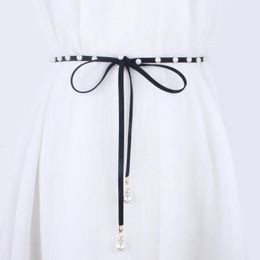 Belts Arrival Pearl Belt For Women Fine Decorative Dress Korea Knotted Leather Rope Waist Chain Female Accessories StrapBelts