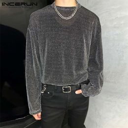 Men Mesh T Shirt Transparent Round Neck Long Sleeve Sexy Streetwear Camisetas Casual Party Nightclub Tee Tops 5XL INCERUN 7 220813