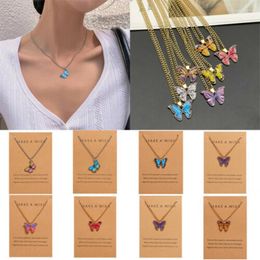 Pendant Necklaces Fashion Cute Butterfly Necklace For Women Gold Colour Statement Korean Enamel Choker Jewellery Gifts WholesalePendant