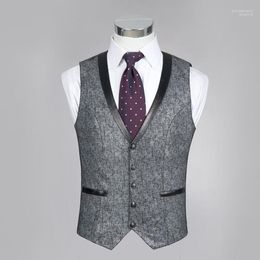 Men's Vests Slim Fit Mens Genuine Vest Grey Print Casual Business Suit Sheepskin Real Leather Waistcoat Tops High Quality Phin22