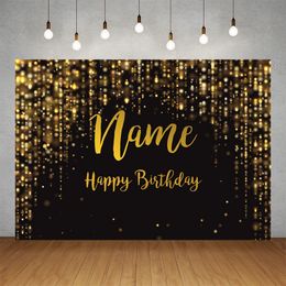 Golden Glitter Custom Name Pography Backdrops Vinyl Po Backgrounds for Birthday Party Banner Prom Dessert Table Pocall 220614