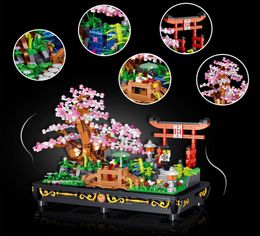 Wholesale MOC Mini Building Blocks toys Bonsai Cherry Peach Blossoms Chinese Scholar Tree Pine Simulated Succulent Plant Models Creative Gifts