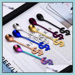 Spoons Flatware Kitchen Dining Bar Home Garden Coloured Little Spoon Coffee Dessert Honey Unique Dollar Sign Stainless Steel 304 For Kid D