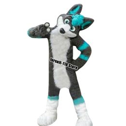 Medium and Long Fur All-in-one Husky Fox Mascot Costume Walking Halloween Suit Party Role-playing Cartoon Props Fursuit #003