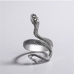 925 Stamp Rings Couples Accessories Fashion Punk Vintage Simple Winding Snake Design Party Thai Silver Jewellery GC1395