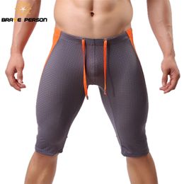 BRAVE PERSON Men's Beach Board Shorts Mesh Breathable Knee-length Tights Wear Men Trunks 220425
