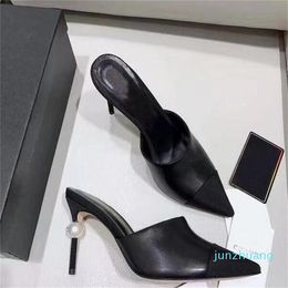 Tasarımcı - Pompalar Hakiki Deri İnci Yüksek Topuklu OL Elbise Ayakkabı Bayan Bej Beyaz Siyah Tek Ayakkabı 2022