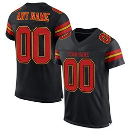 Custom Black Scarlet-Gold Mesh Authentic Football Jersey