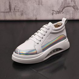 Luxury Designer Wedding Dress Party Shoes Spring Autumn Air Cushion Men's Casual Sneakers British Style Round Toe Platform Lace-up Driving Walking Loafers